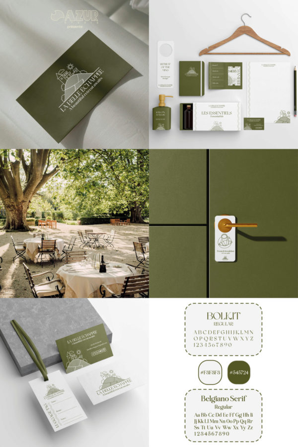 Brand identity for a hotel in south of France, "La Belle Échappée"