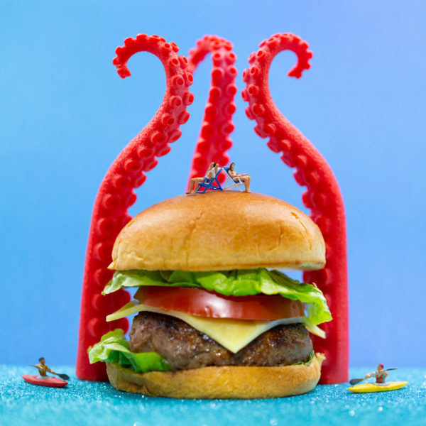 A selection of miniature artworks created for marketing campaigns, restaurants and galleries